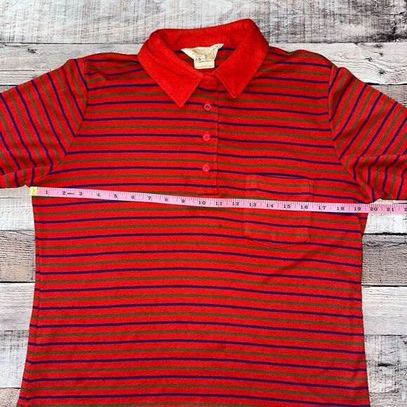 🎮Vintage Men’s Sears Striped Collared Christmas Button Up Short Sleeve Shirt 14 - Picture 3 of 6